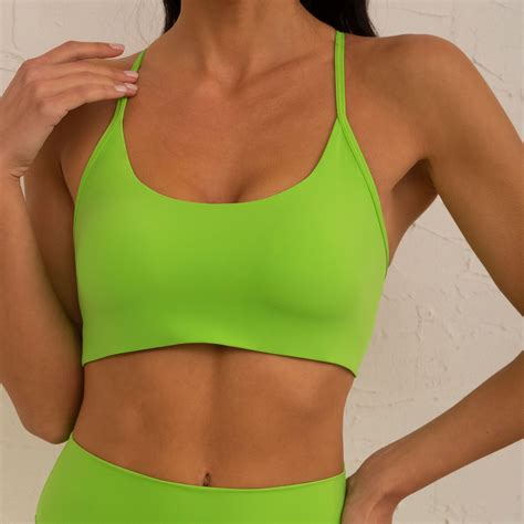 Sexy Front Cross Workout Tops Super Stretch Push Up Sports Bra Scrunch