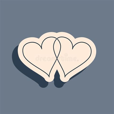 Black Two Linked Hearts Icon Isolated On Grey Background Heart Two