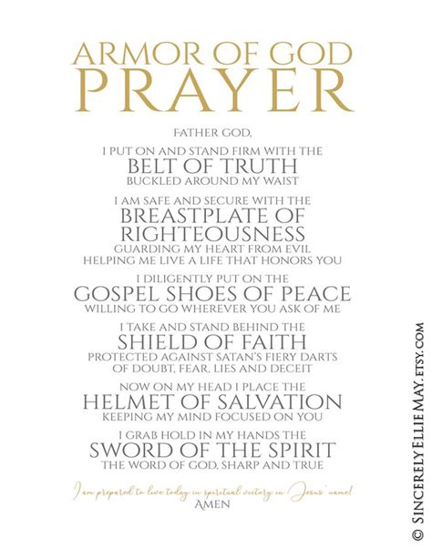 Armor Of God Christian Spiritual Warfare Prayer Wall Art Victorious