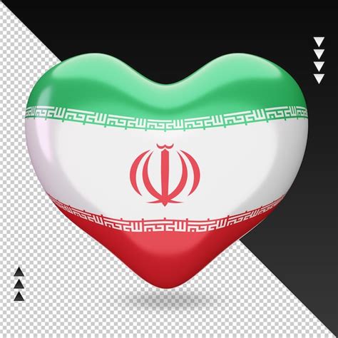 Premium Psd Love Iran Flag Hearth D Rendering Front View