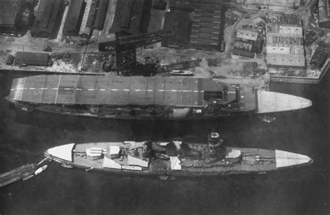 Japanese Aircraft Carrier Akagi And Battleship Nagato At Yokosuka Naval Arsenal Japan 15 Aug