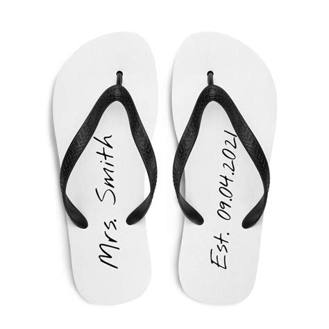 Personalized Mrs Flip Flops Wedding Date T Custom Bride Etsy