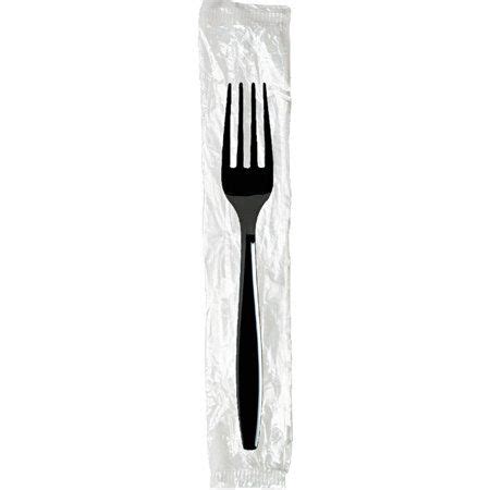 A Fork In A Plastic Bag On A White Background