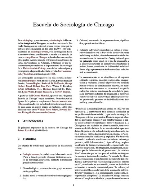 Escuela De Sociología De Chicago Pdf Science Teorías Sociológicas