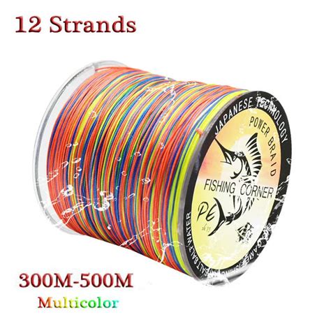 12 Strands Braided Fishing Line 300mm 500m PE Multifilament Multicolor