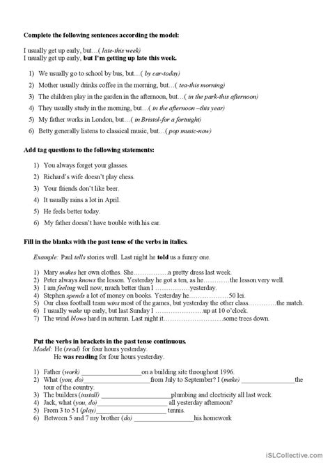 Tenses Exercises English Esl Worksheets Pdf And Doc