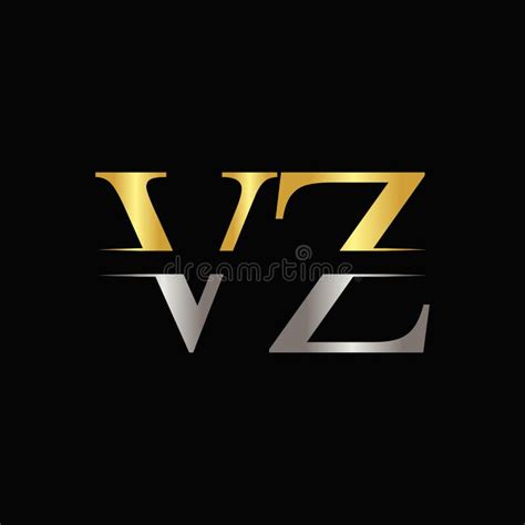 Creative Letter VZ Logo Vector Template With Gold And Silver Color VZ