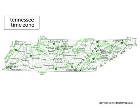 Tennessee Time Zone Map | Time Zone Map for Tennessee