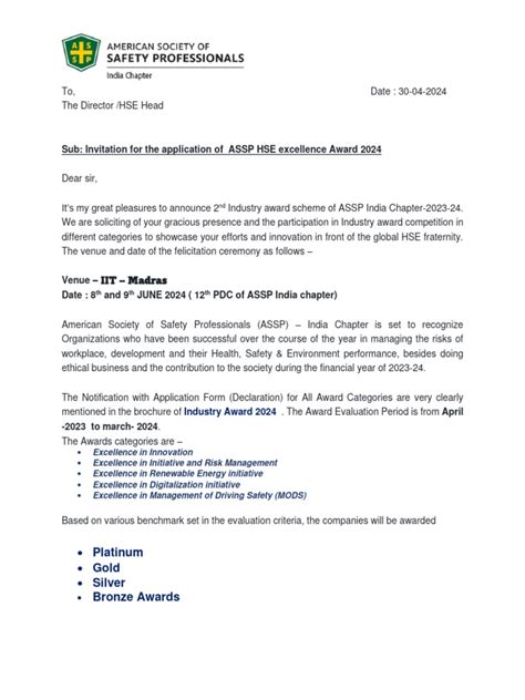 Assp Industry Award 2024 Final Pdf Risk Risk Management