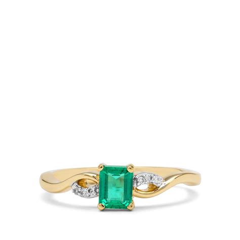 Panjshir Emerald Diamond 18K Gold Tomas Rae Ring MTGW 0 50ct Gemporia