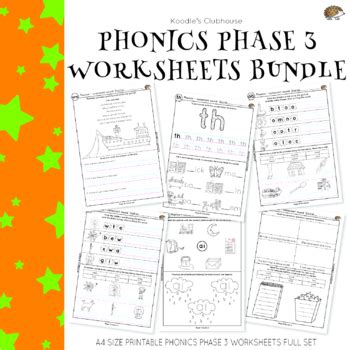 Phonics Phase 3 Worksheets Bundle by Koodlesch | TpT