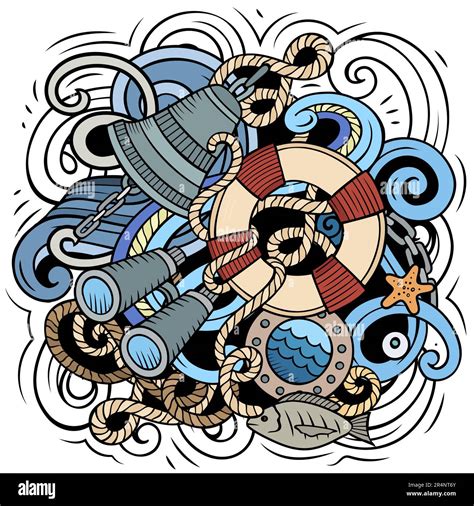 Nautical Cartoon Vector Illustration Colorful Detailed Composition