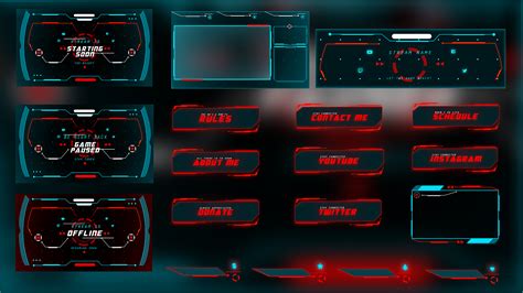 Static Blue Red Sci Fi Twitch Overlay Streamer Overlays