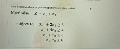 Solved Solve The Following Linear Programming Problem Using Chegg