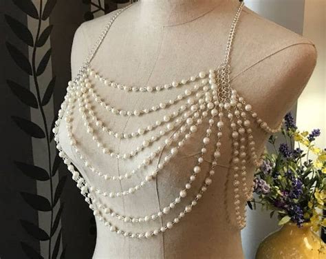 Pearls Shoulder Necklace Bridal Jewelry Bolero Wedding Body Etsy