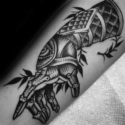 40 Gauntlet Tattoo Designs For Men - Armored Glove Ink Ideas