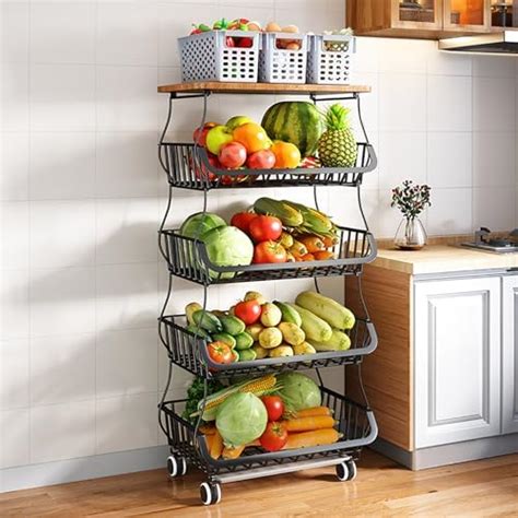 Amazon Myoyay Tier Fruit Vegetable Baskets Stackable Metal