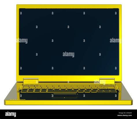 shiny gold laptop computer isolated  white stock photo alamy