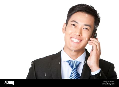 Cheerful Businessman Using Mobile Phone Stock Photo Alamy