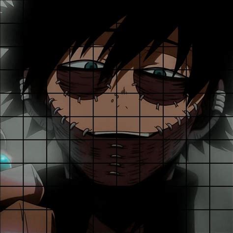 An Anime Character With Blue Eyes And Black Hair In Front Of A Grid