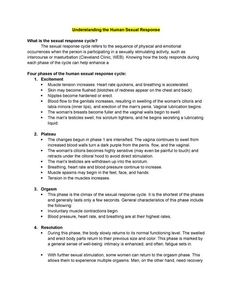 Understanding The Human Sexual Response 095213 Understanding The Human Sexual Response What Is