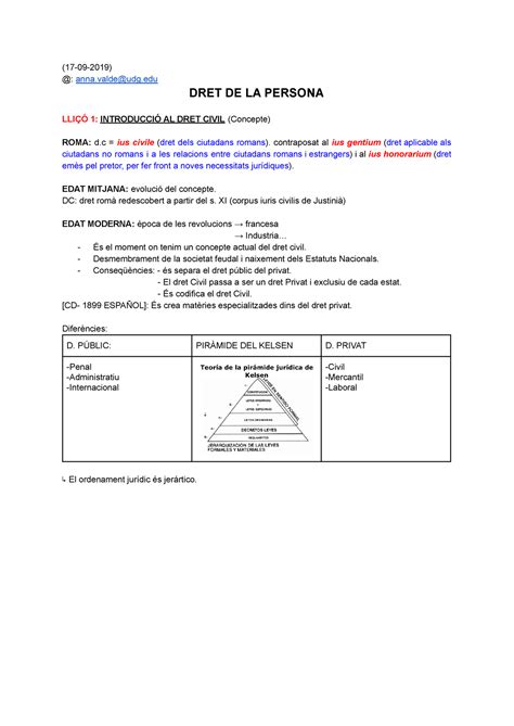 Derecho Civil De Primero 17 09 2019 Anna Udg DRET DE LA PERSONA