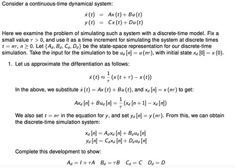 Solved Consider A Continuous Time Dynamical System T Ax Chegg