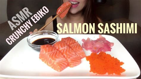 Asmr Salmon Sashimi Ft Ebiko Soft And Crunchy Eating Sounds No Talking Youtube