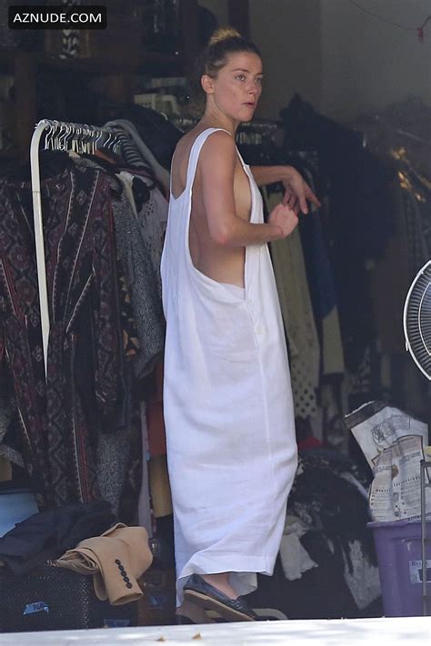 Amber Heard Nip Slip Exposes Boob While Cleaning Out Her Garage In LA AZNude