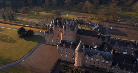 Aerial view of Glamis Castle in Scotland 20304734 Stock Video at Vecteezy