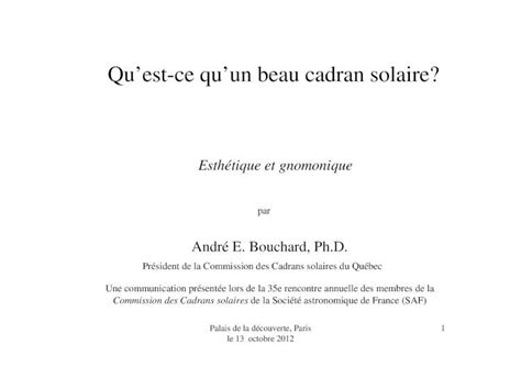 Pdf Quest Ce Quun Beau Cadran Solaire Cadrans Solaires Scg Ulaval