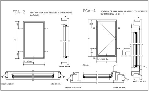 Fixed window view with sectional view with window frame view dwg file ...