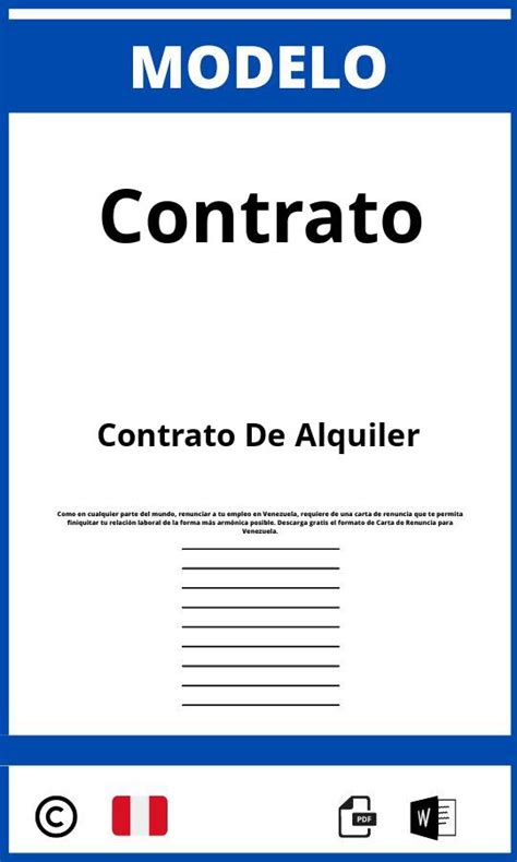 Modelo De Contrato De Alquiler Word