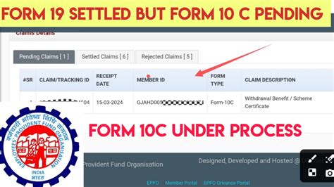 Pf Form Claim Settled But For C Under Process Epf Form C