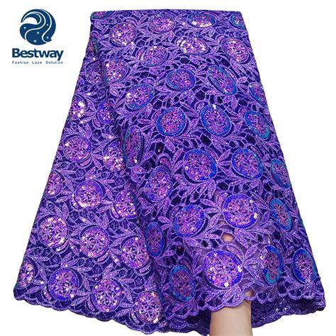 Bestway Pink African Bridal Hand Cut Sequins D Embroidery French Lace