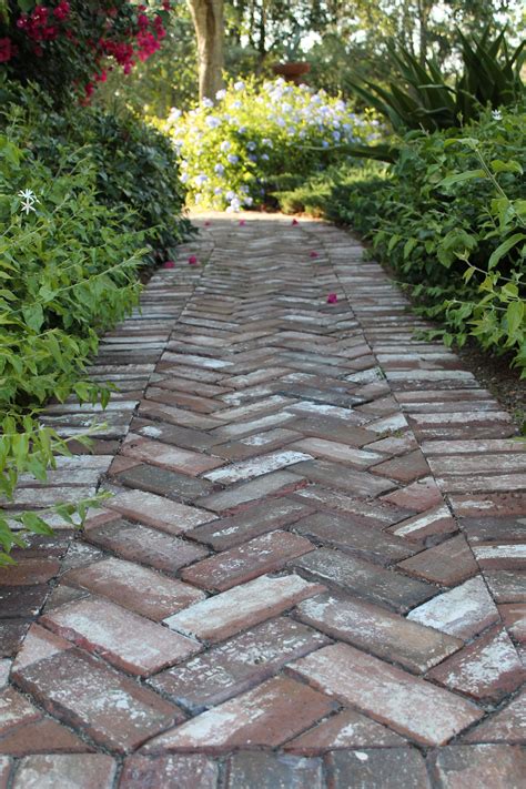 Herringbone Pattern Handmade Brick In Walkway At Old Salem Nc