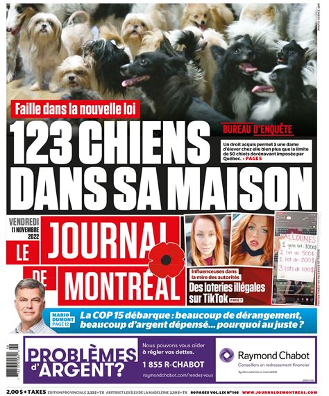 Le Journal de Montréal on Twitter La UNE de votre Journal édition du