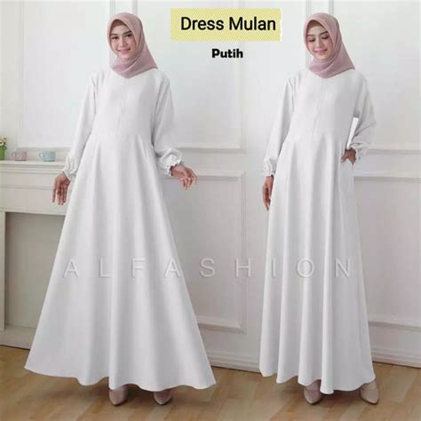 Jual Mulan Dress Gamis Busui Umroh Naik Haji Xl Warna Polos Putih