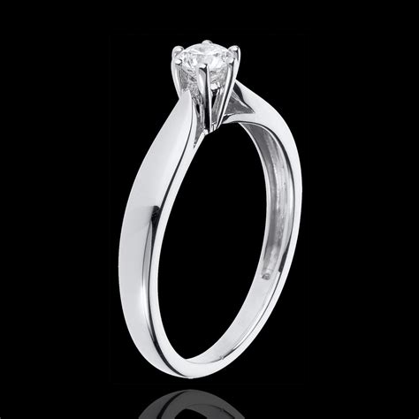 Bague Solitaire Roseau 6 Griffes Or Blanc 18 Carats 0 3 Carat