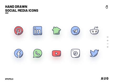 Hand Drawn Social Media Icons By Epiccoders ~ Epicpxls