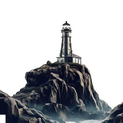 Premium PSD Beautiful Portrait Lighthouse On The Rock In The Surf Ai