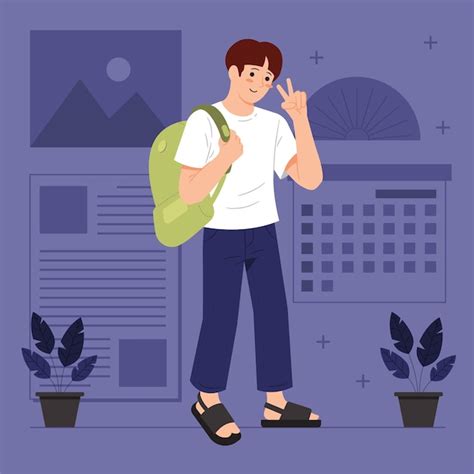 Premium Vector College Student Character Concept Vector Illustration