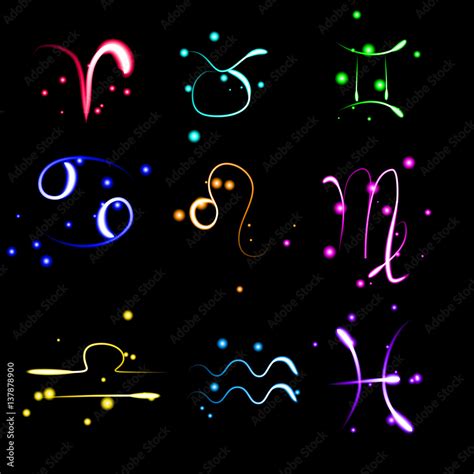 Neon Zodiac signs - vector illustration Stock-Vektorgrafik | Adobe Stock