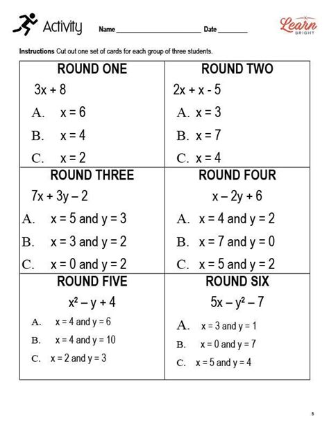 Evaluate Expressions Worksheets Library