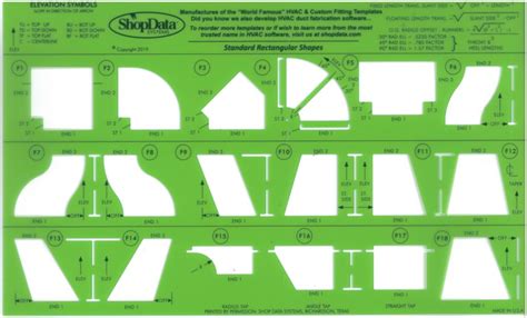 HVAC Duct Shape Templates - ShopData Systems - Sheet Metal Stencils