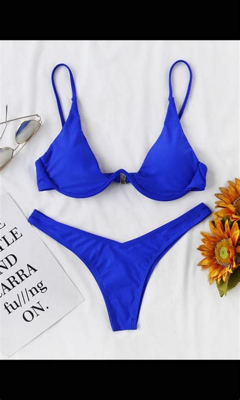 Royal Blue Bikini Set Swimsuit Women S Fashion Swimwear Bikinis