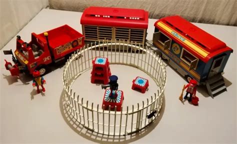 Lot Playmobil Petit Cirque Circus Avec Roulottes Et Camion Cage Aux