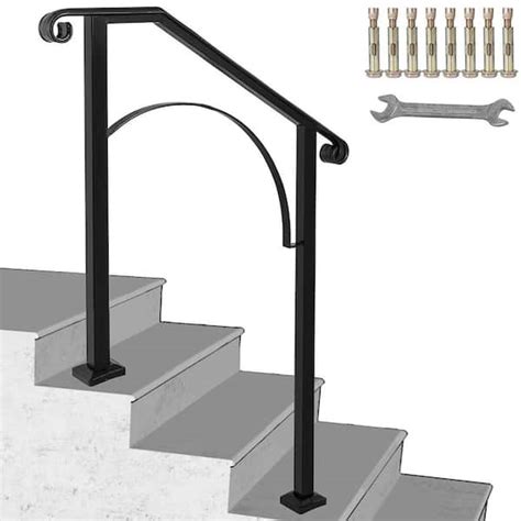 VEVOR 2 Ft Wrought Iron Handrail Fit 2 Or 3 Steps Handrails For