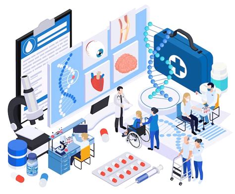 Free Vector Biotechnology Isometric Composition With Human Characters