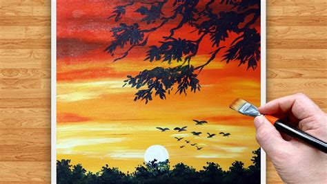 How To Paint Morning Sunrise Acrylic Painting Acrylic Painting For